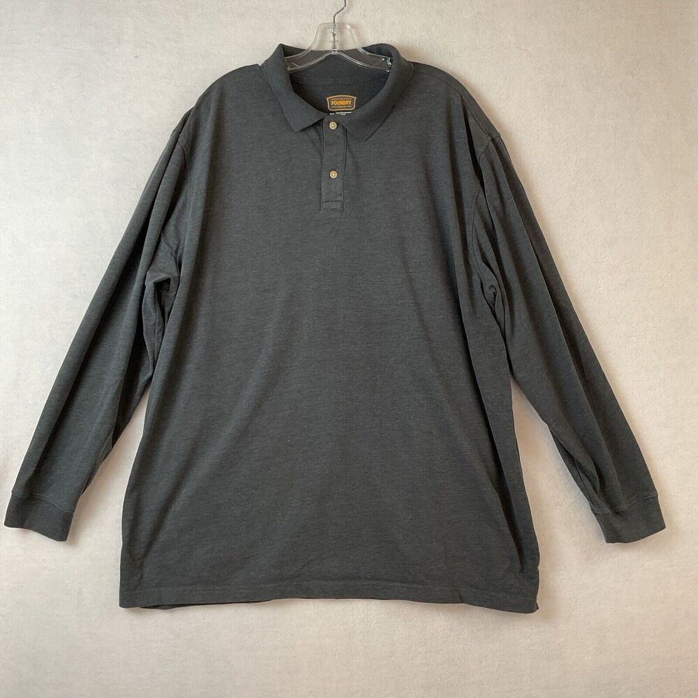 Foundry Supply Co Shirt Mens 2XL Gray Long Sleeves Polo Knit